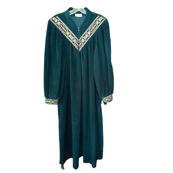 Vanity Fair Green Shevelva Night Gown Dress 3/4 zip up closure Size XL - Picture 2 of 7